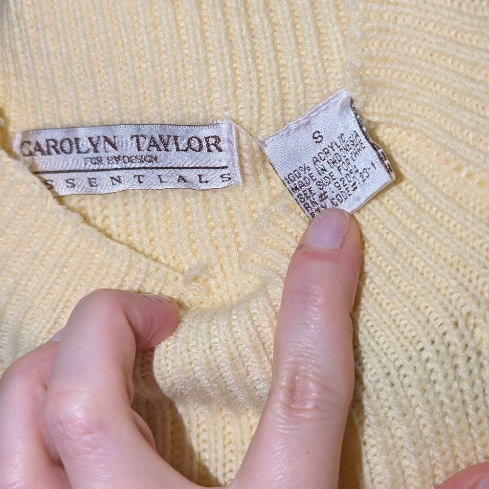 VTG Butter Yellow Mockneck Sweater M - Picture 2 of 4